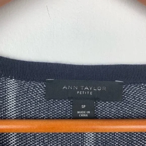 Ann Taylor Blue Pinstripe Flare Sweater Dress - Picture 4 of 7